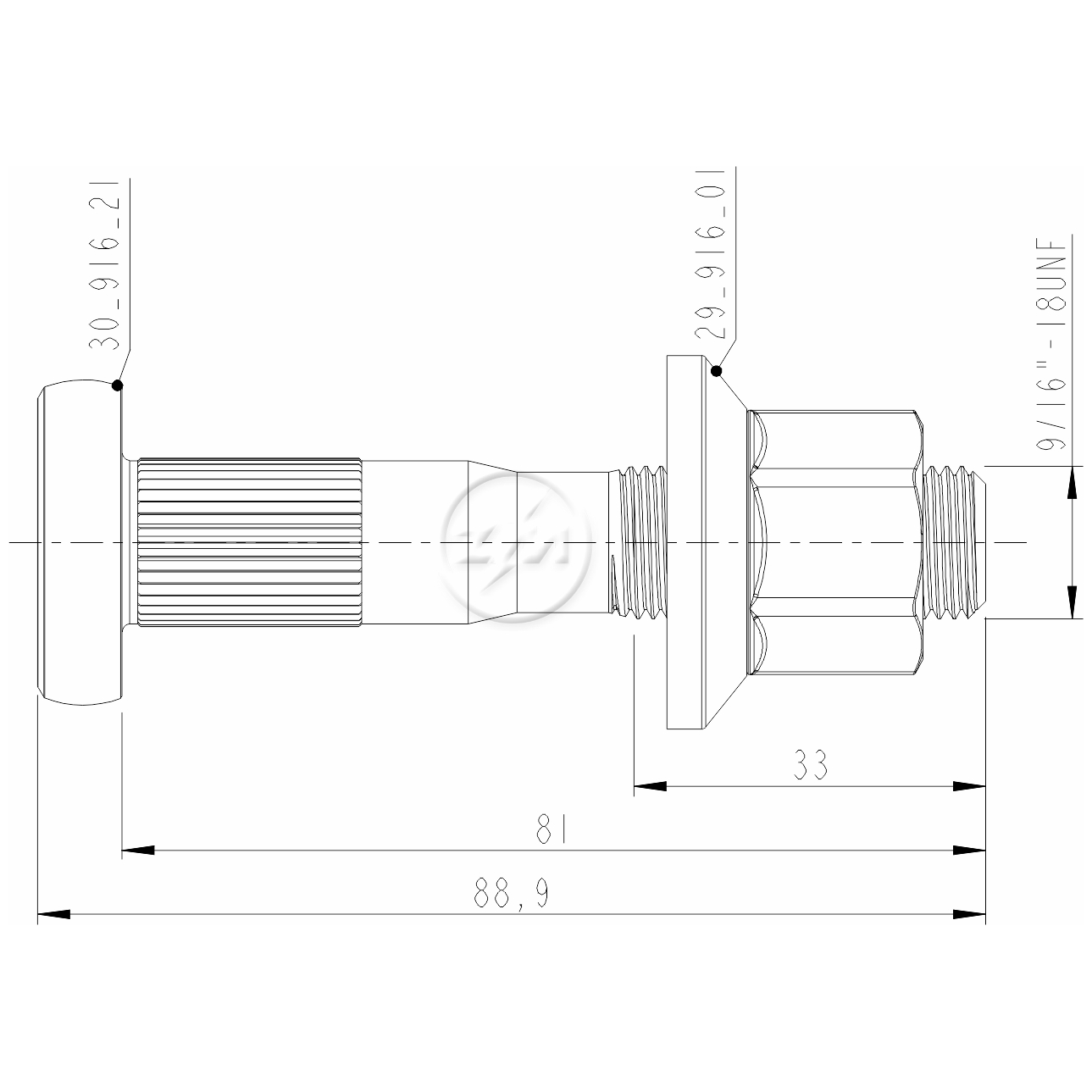 Kit 25 Parafuso Roda 9/16"x81/89,9xCH7/8" - ZM - 40.916.21 - (2)
