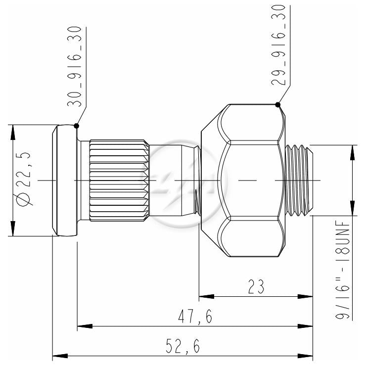 Kit 50 Parafuso Roda 9/16"x47,6/52,6xCH1.1/16" - ZM - 4091630 - (2)