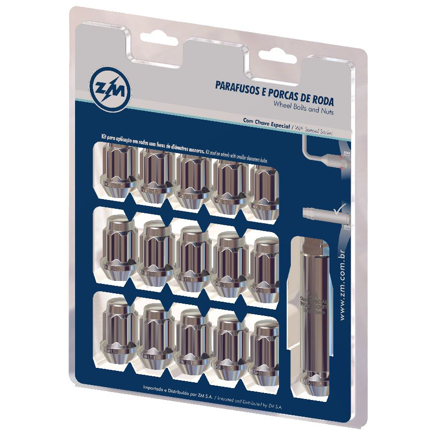 Jogo Porcas Roda Cromado M12-1,5 - ZM - 43.012.33 - (1)