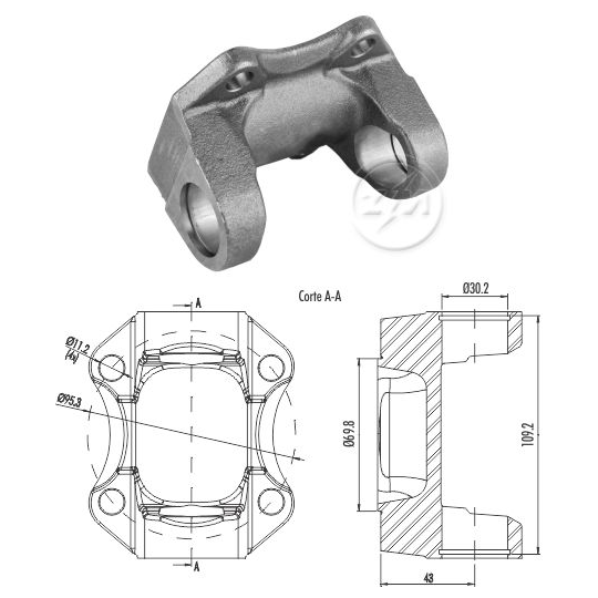Flange de Orelha do Cardan - ZM - 435.001.05 - (1)