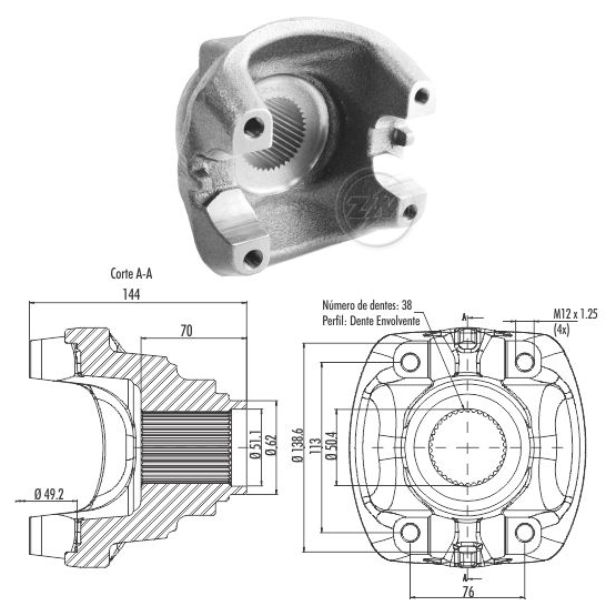 Terminal Yoke Acoplamento do Diferencial - ZM - 535.001.21 - (1)