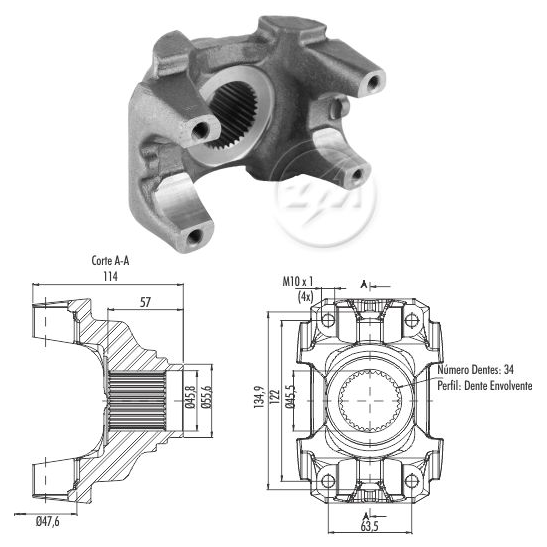 Terminal Yoke Acoplamento do Diferencial - ZM - 535.006.00 - (1)