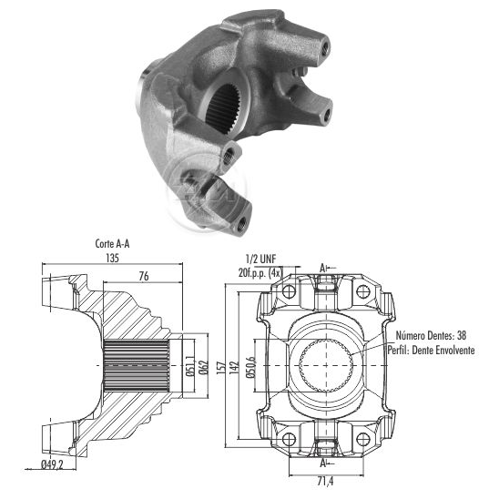 Terminal Yoke Acoplamento do Diferencial - ZM - 535.006.02 - (1)