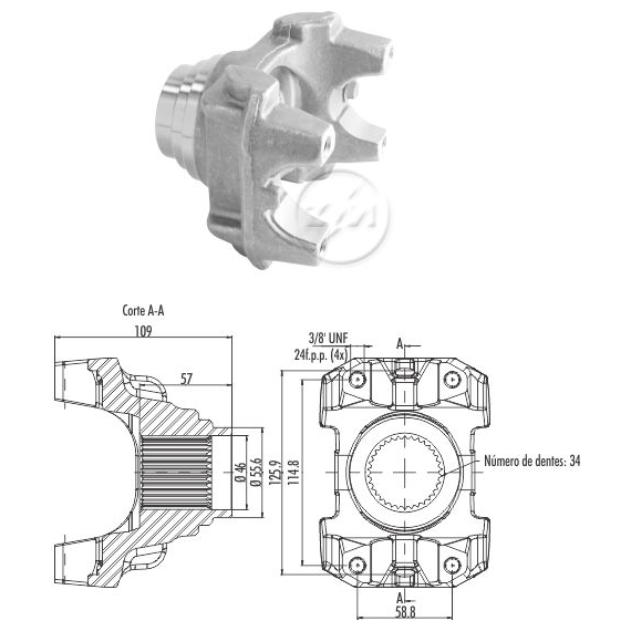 Terminal Yoke Acoplamento do Diferencial - ZM - 535.101.18 - (1)