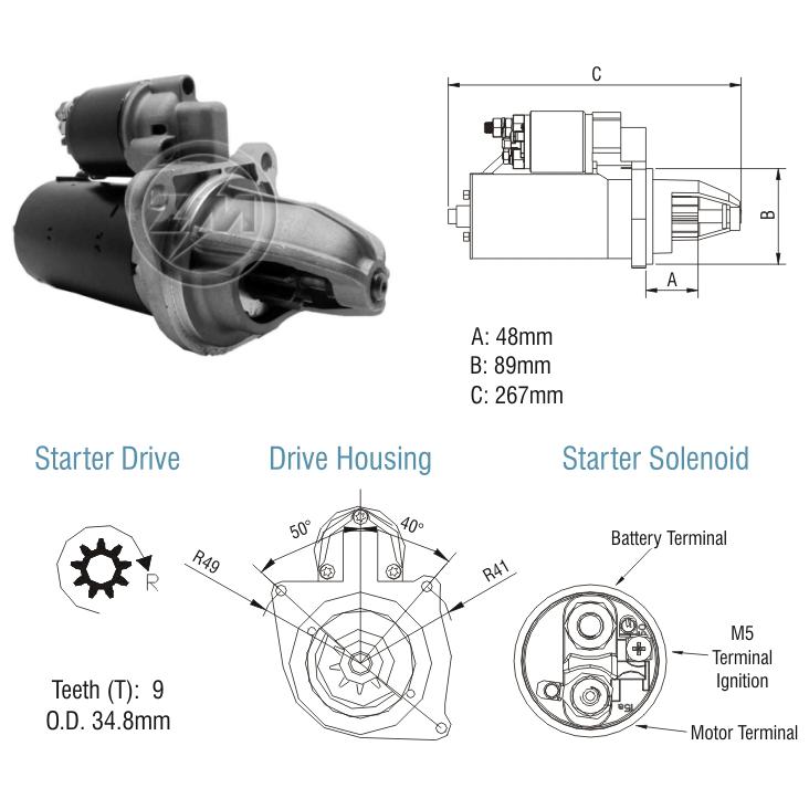 Motor de Partida PDM 12V - ZM - 80.132.01 - (1)