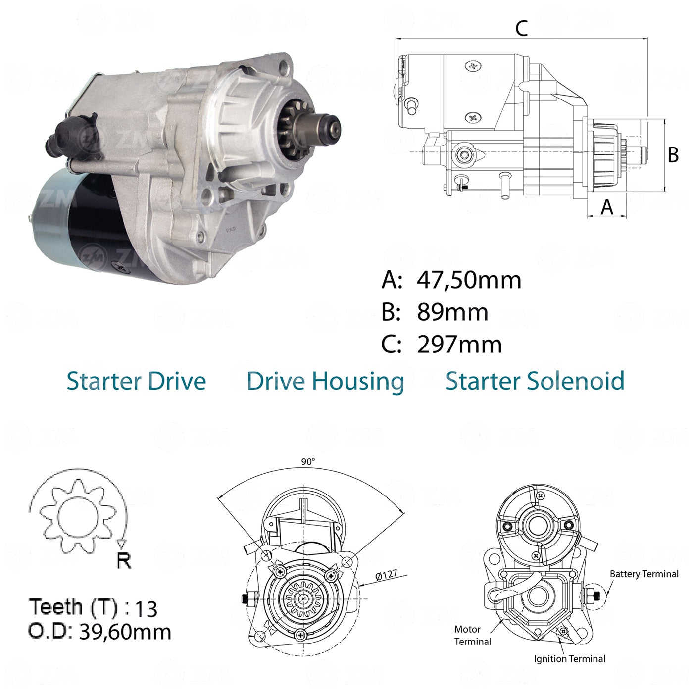 Motor de Partida OSGR 12V - ZM - 80.140.07 - (2)