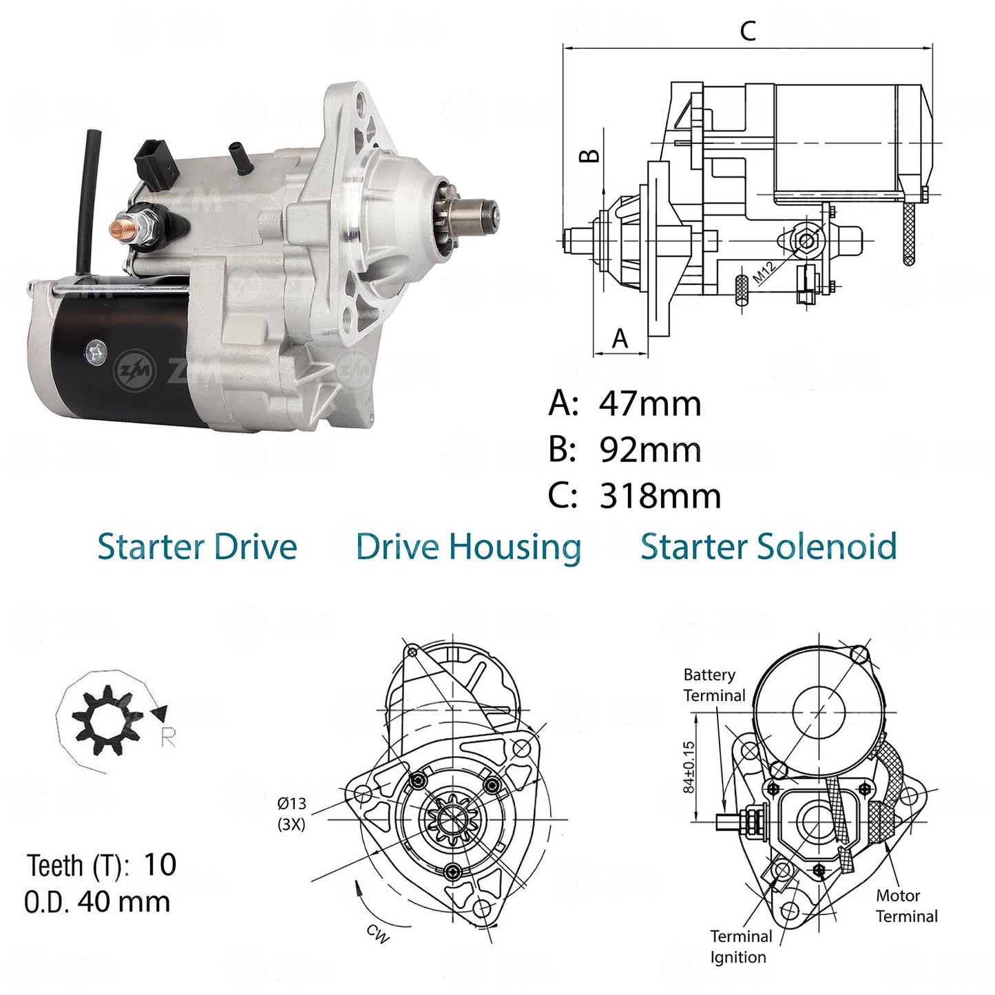 Motor de Partida OSGR 12V - ZM - 80.140.12 - (2)