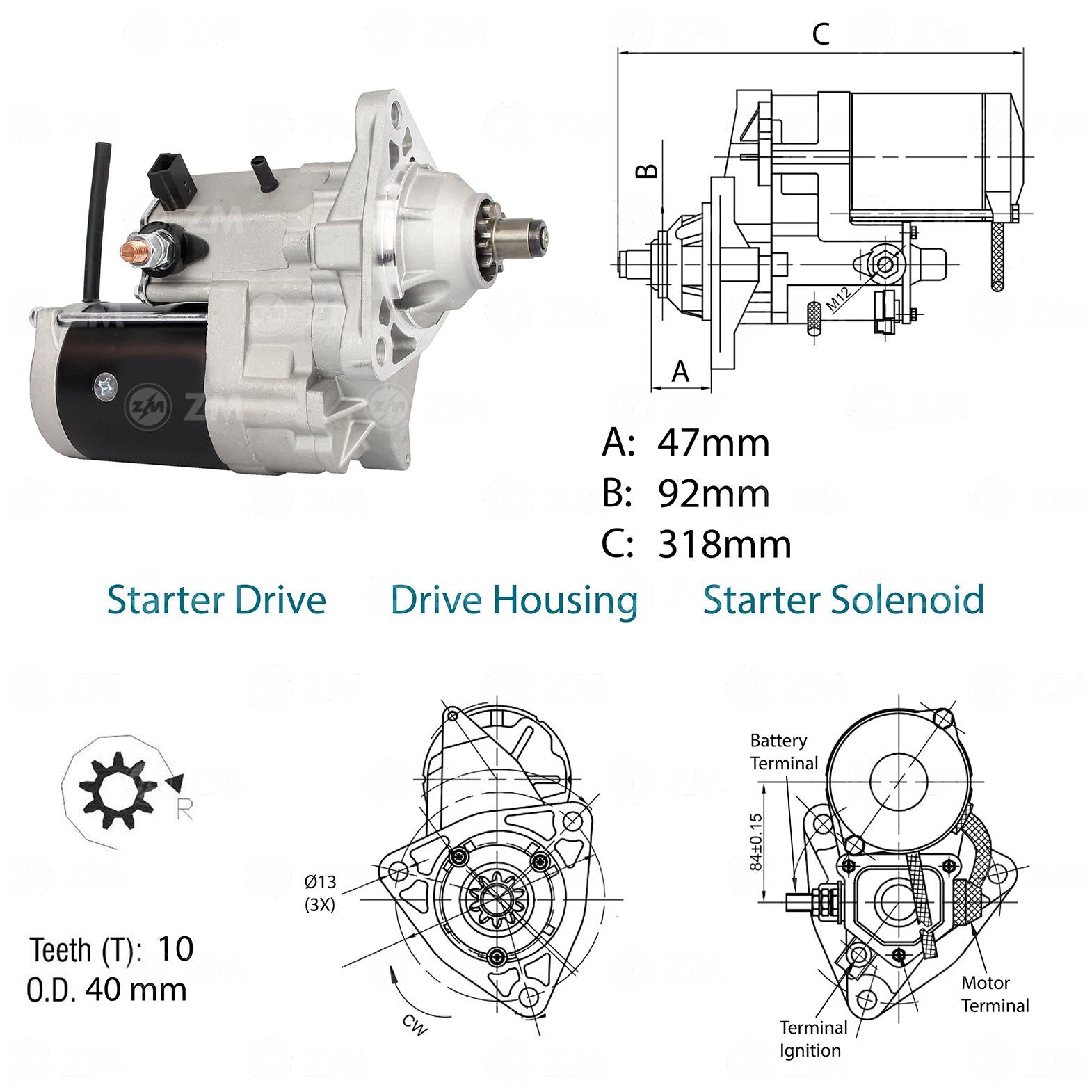 Motor de Partida OSGR 12V - ZM - 80.140.12 - (2)