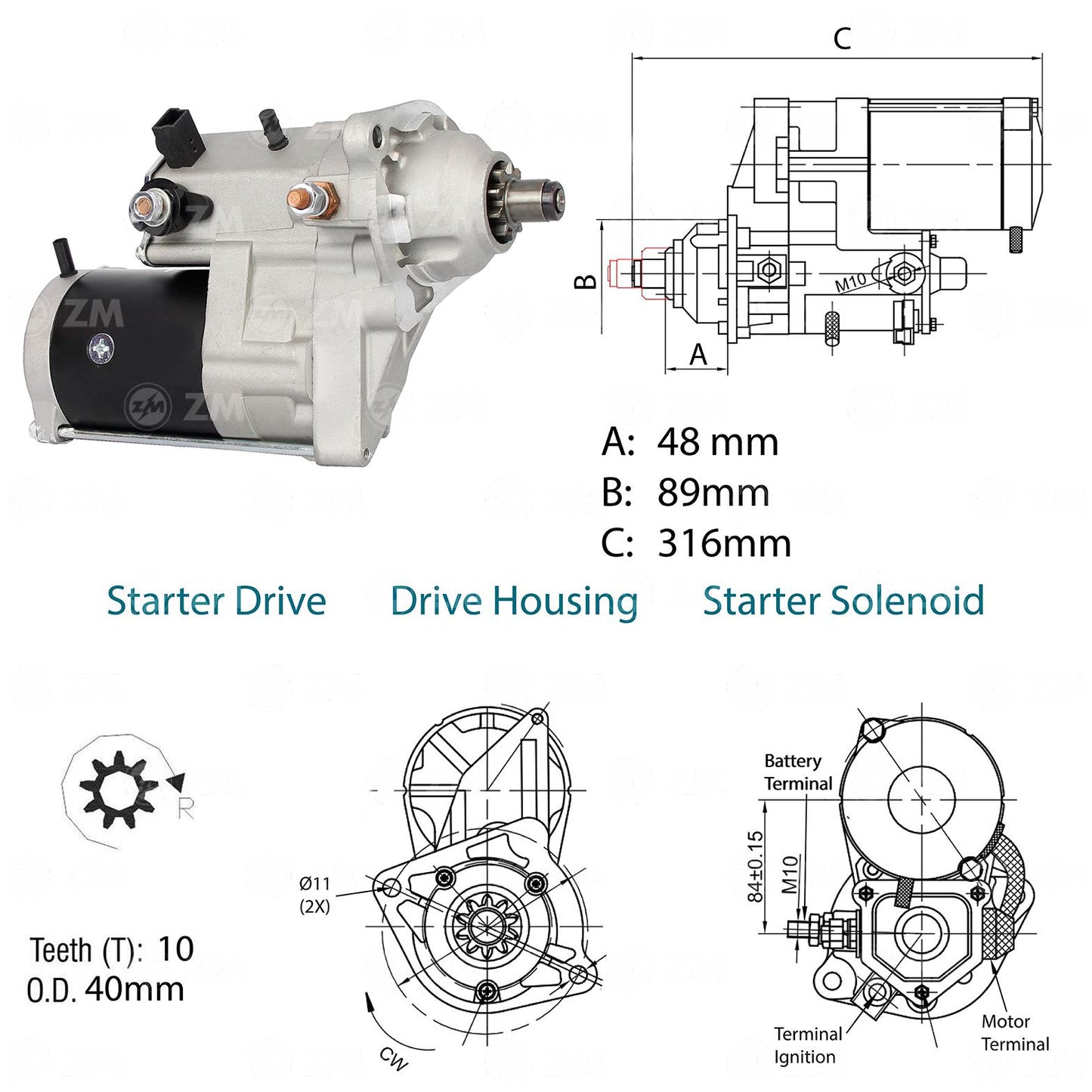 Motor de Partida OSGR 12V - ZM - 80.140.14 - (2)