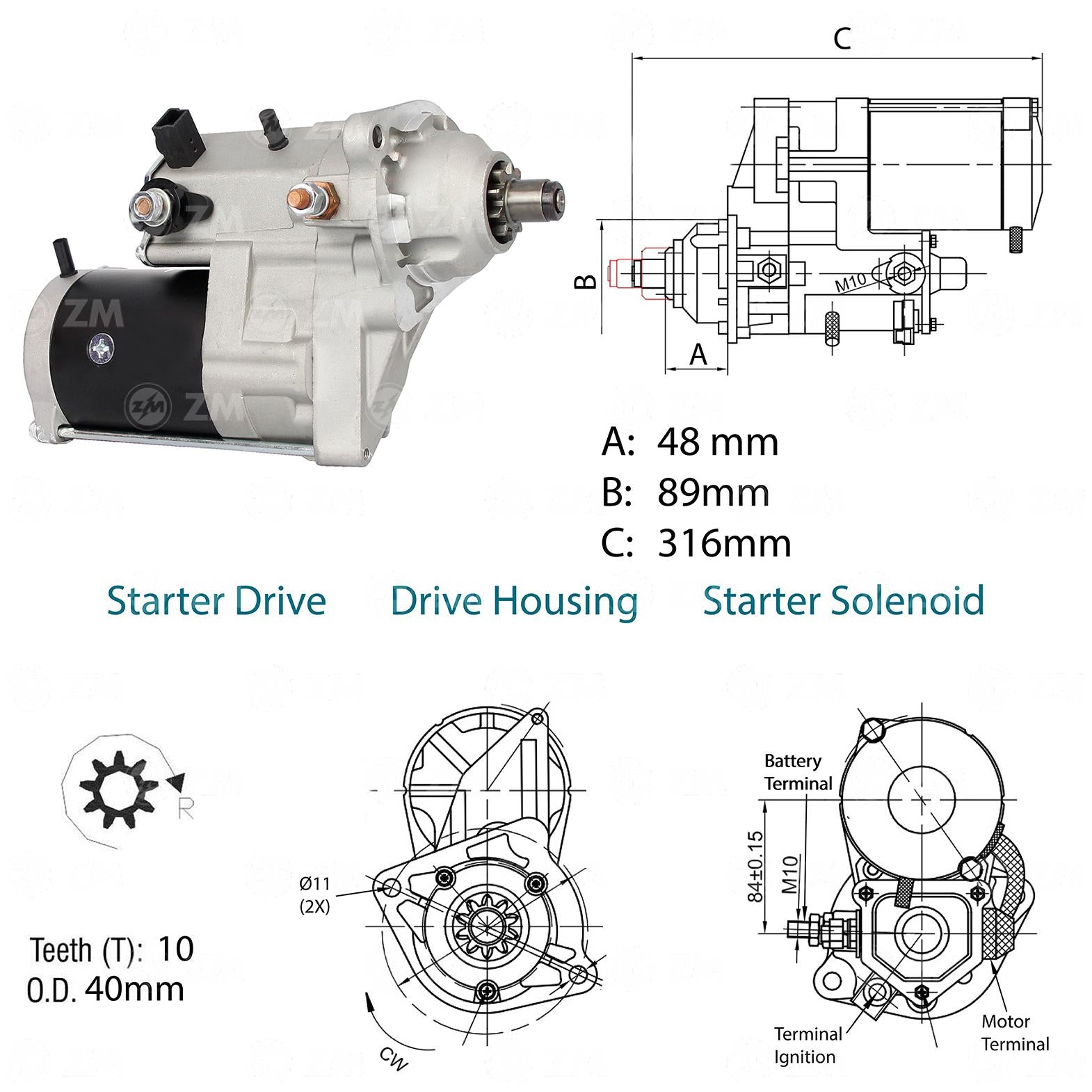 Motor de Partida OSGR 12V - ZM - 80.140.14 - (2)