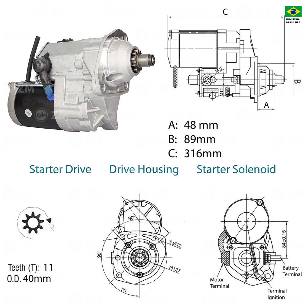 Motor de Partida OSGR 24V - ZM - 80.141.09 - (2)