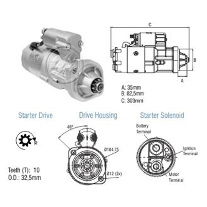 Motor de Partida M100R 12V - ZM - 80.481.04 - (1)