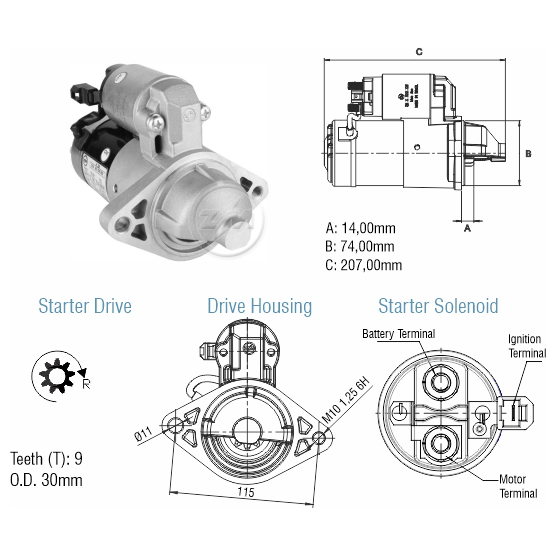 Motor de Partida 12V - ZM - 80.790.60 - (1)
