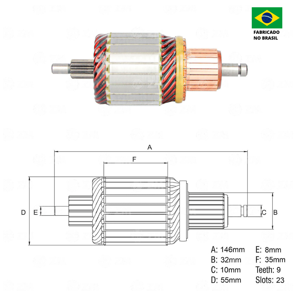 Induzido do Motor de Partida 12V - ZM - 83.571.06 - (2)