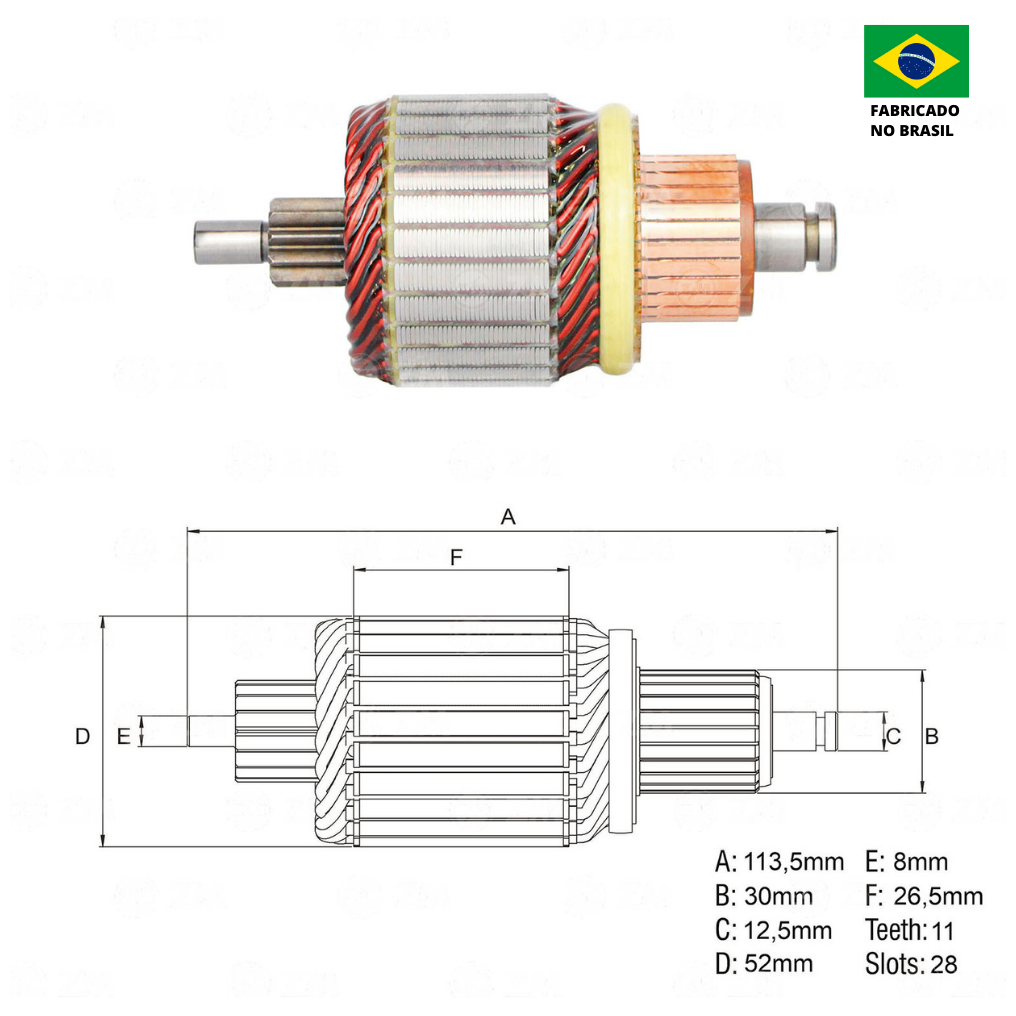 Induzido do Motor de Partida 12V - ZM - 83.571.31 - (2)