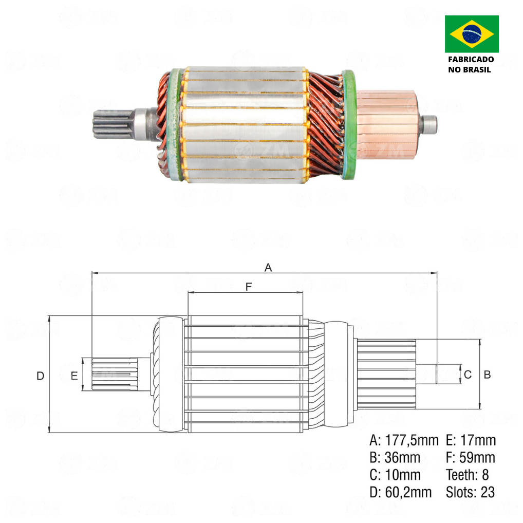 Induzido do Motor de Partida 12V - ZM - 83.805.02 - (2)