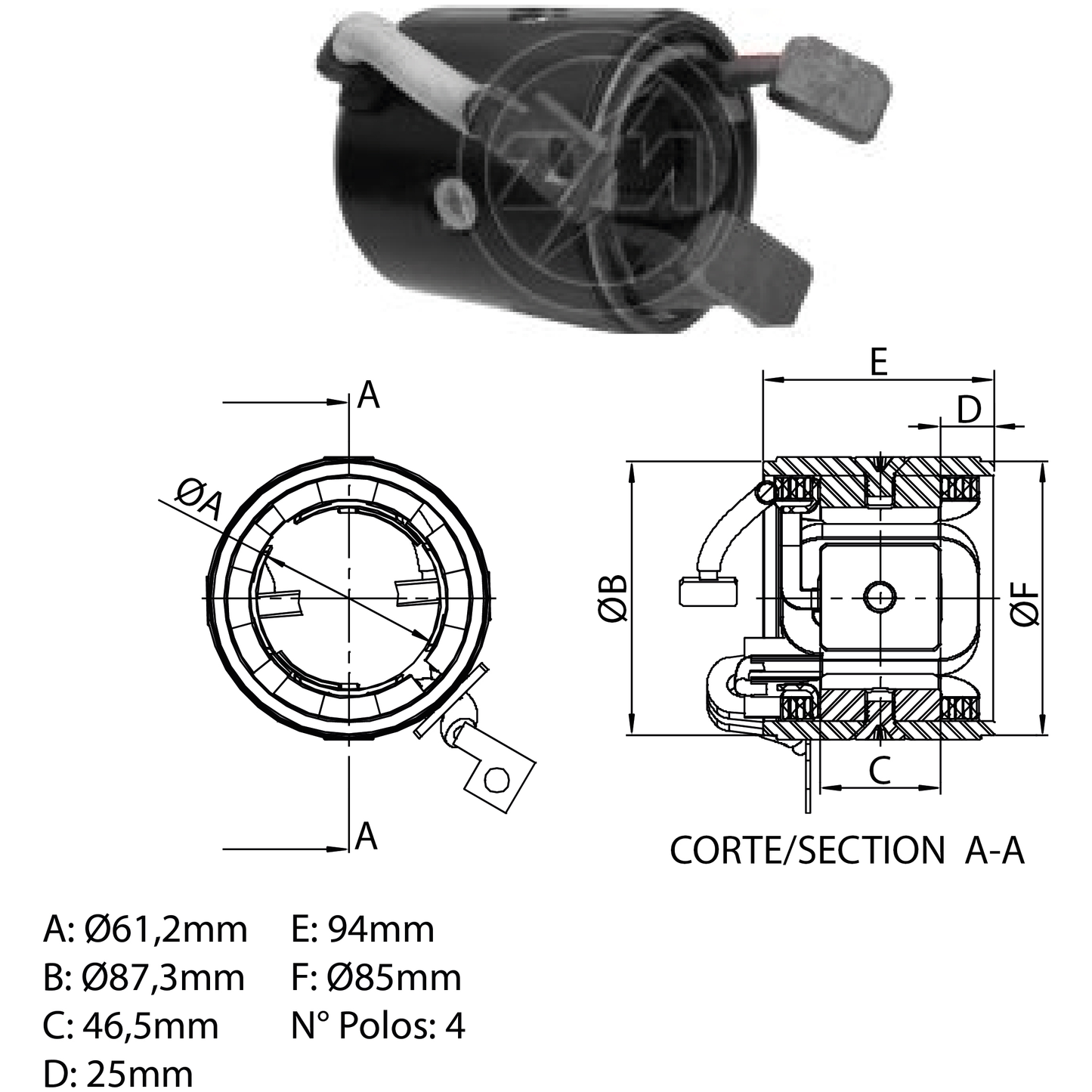 Carcaça Polar do Motor de Partida - ZM - 89.897.01 - (1)