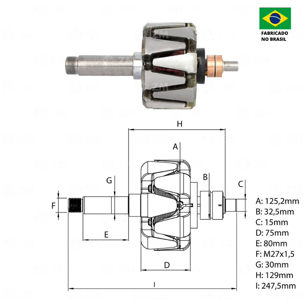 Rotor do Alternador 24V 140A - ZM - 93.835.03 - (2)