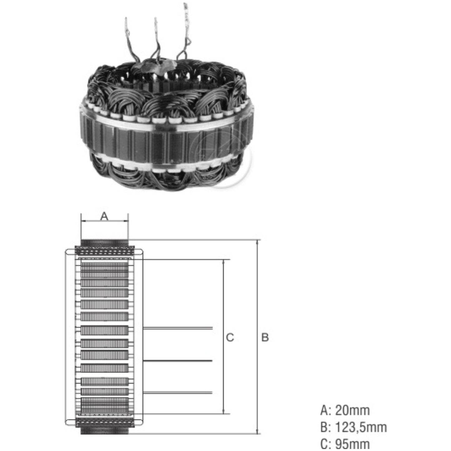Estator do Alternador 12V 90A - ZM - 94.201.03 - (1)