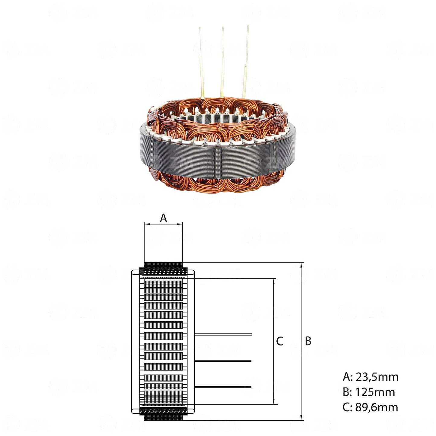 Estator do Alternador 24V 45A - ZM - 94.630.04 - (2)