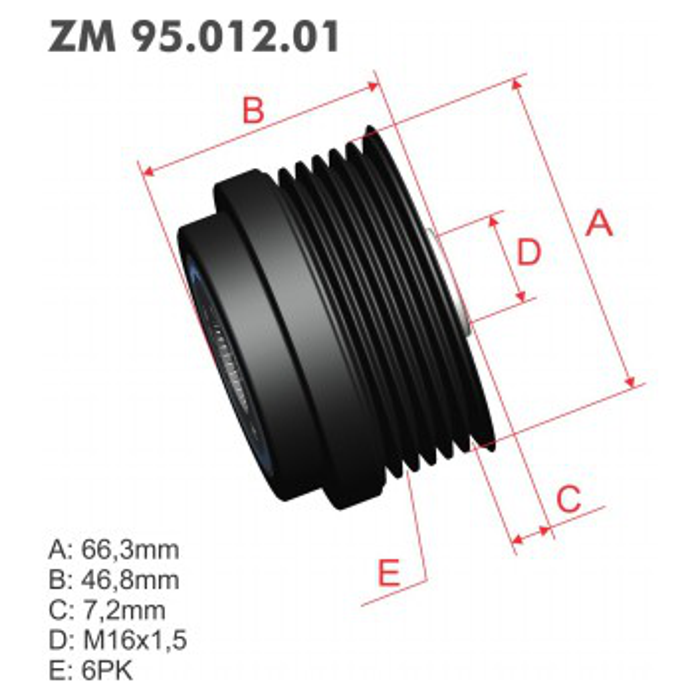 Polia Decoupler do Alternador - ZM - 95.012.01 - (1)