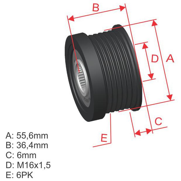 Polia de Roda Livre OAP do Alternador - ZM - 96.000.51 - (1)