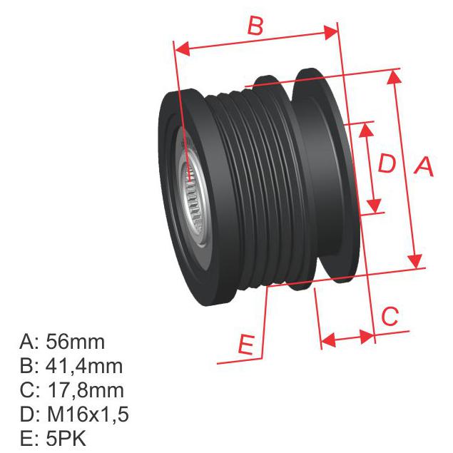 Polia de Roda Livre OAP do Alternador - ZM - 96.000.52 - (1)