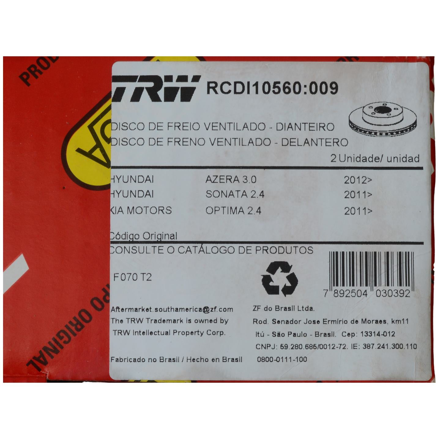Disco de Freio Dianteiro TRW RCDI10560 - (2)