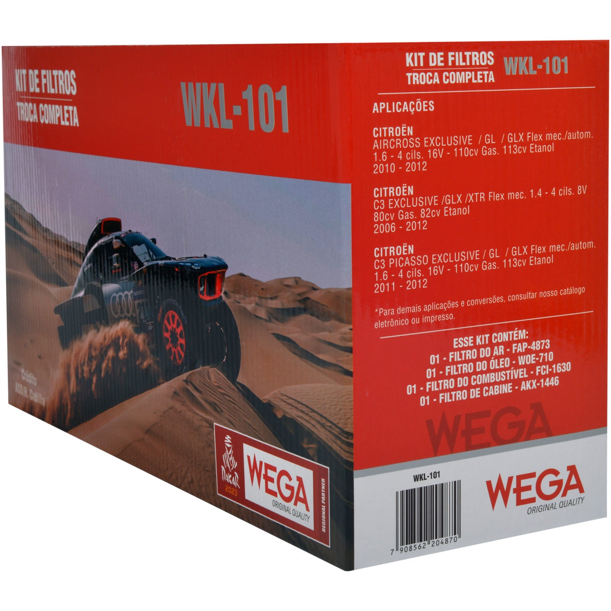 Kit Filtro Ar Comb Óleo Cab Citroën Aircross C3 C3 Picasso 1.4 8V 1.6 16V 06/12 - Wega - WKL-101 - (6)
