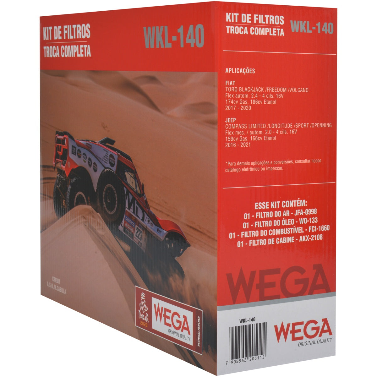 Kit de Filtros Toro 2.4 Compass 2.0 Flex - Wega - Wkl-140 - (3)