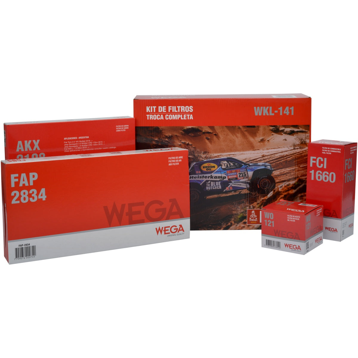 Kit Troca Filtros Óleo Ar Cabine Combustível Commander Compass Renegade e Fiat Toro - Wega - WKL-141 - (6)