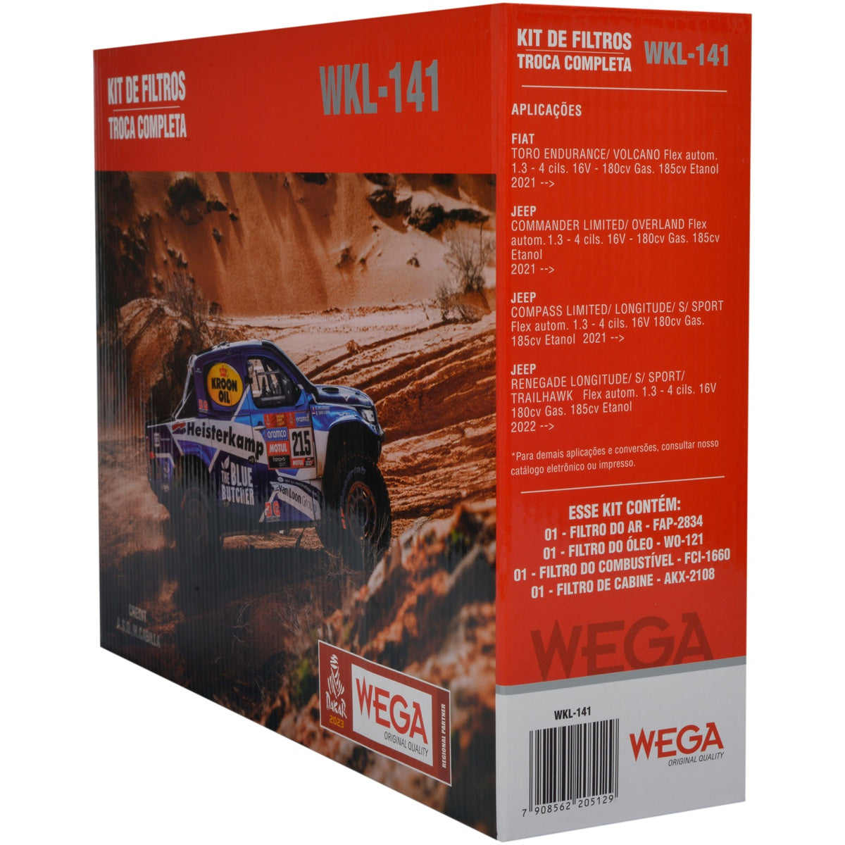 Kit Troca Filtros Óleo Ar Cabine Combustível Commander Compass Renegade e Fiat Toro - Wega - WKL-141 - (8)