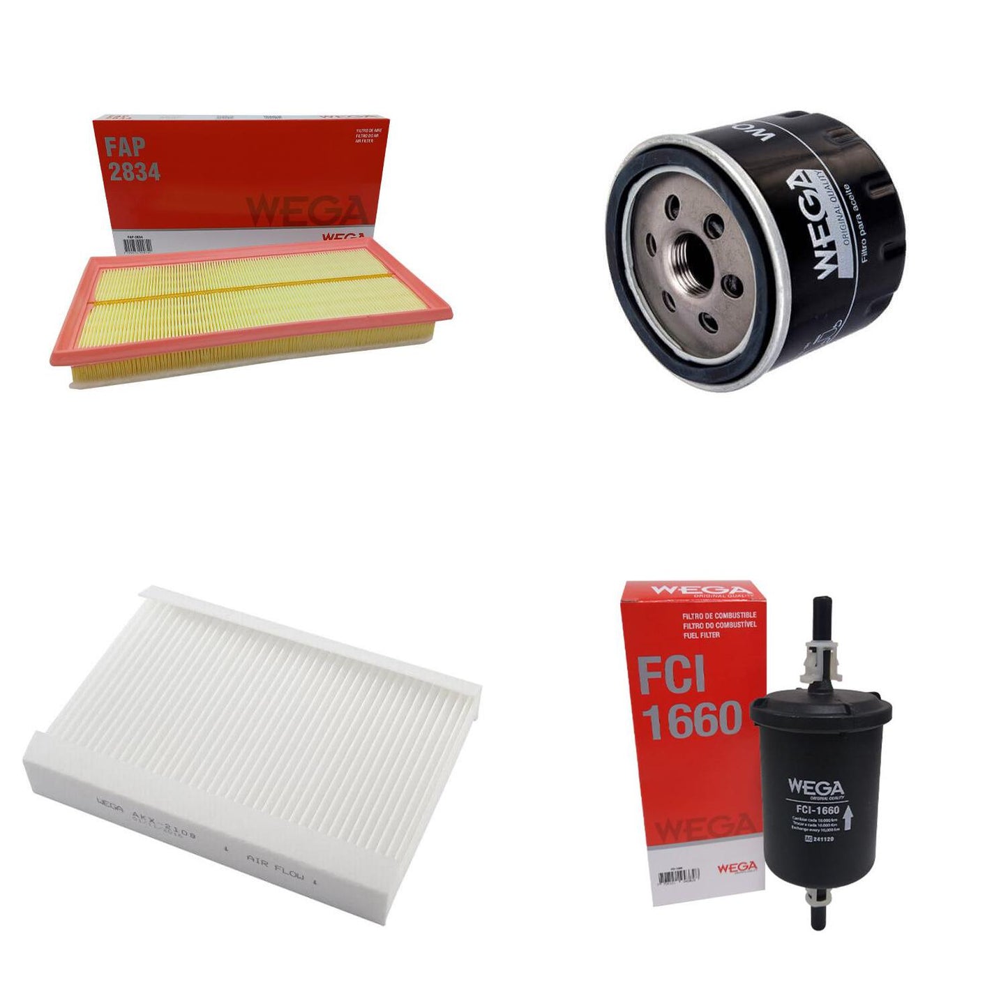 Kit Troca Filtros Óleo Ar Cabine Combustível Commander Compass Renegade e Fiat Toro - Wega - WKL-141 - (9)