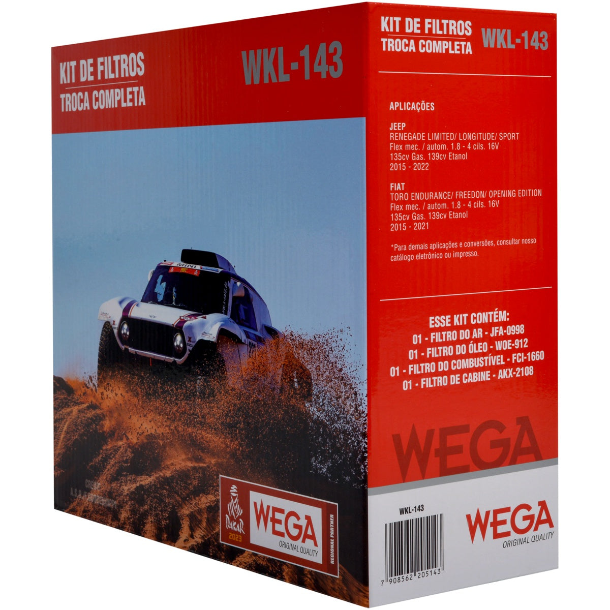 Kit de Filtros Toro Renegade 1.8 16V - Wega - Wkl-143 - (3)