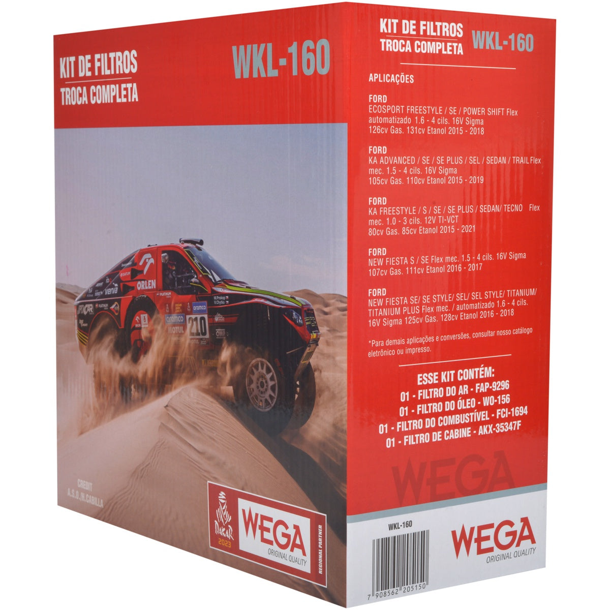 Kit de Filtros Ka 1.0 12V 1.5 16V Fiesta 1.5/1.6 16V Ecosport 1.6 16V após 2016 - Wega - Wkl-160 - (3)