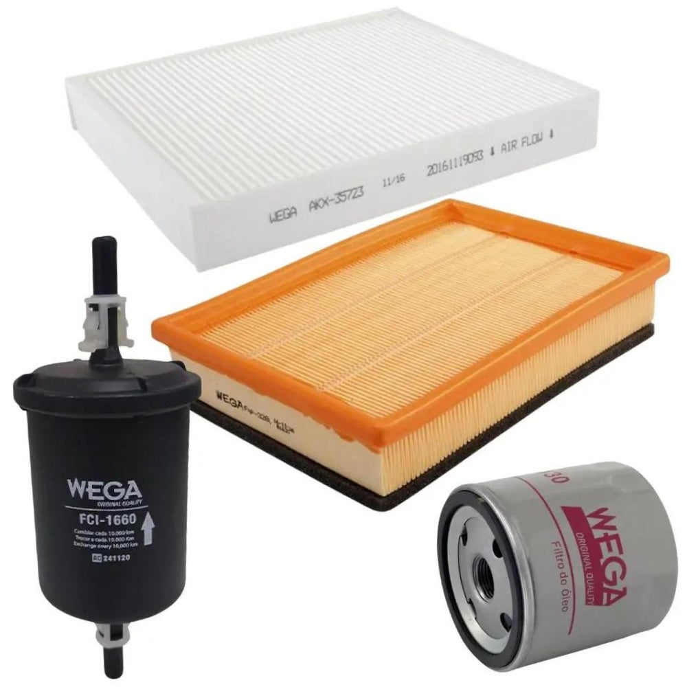 Kit Troca Filtro Ar Óleo Comb Cab GM Cobalt Onix Prisma Spin 1.0 1.4 1.8 Flex 12/24 - Wega - WKL-180 - (1)