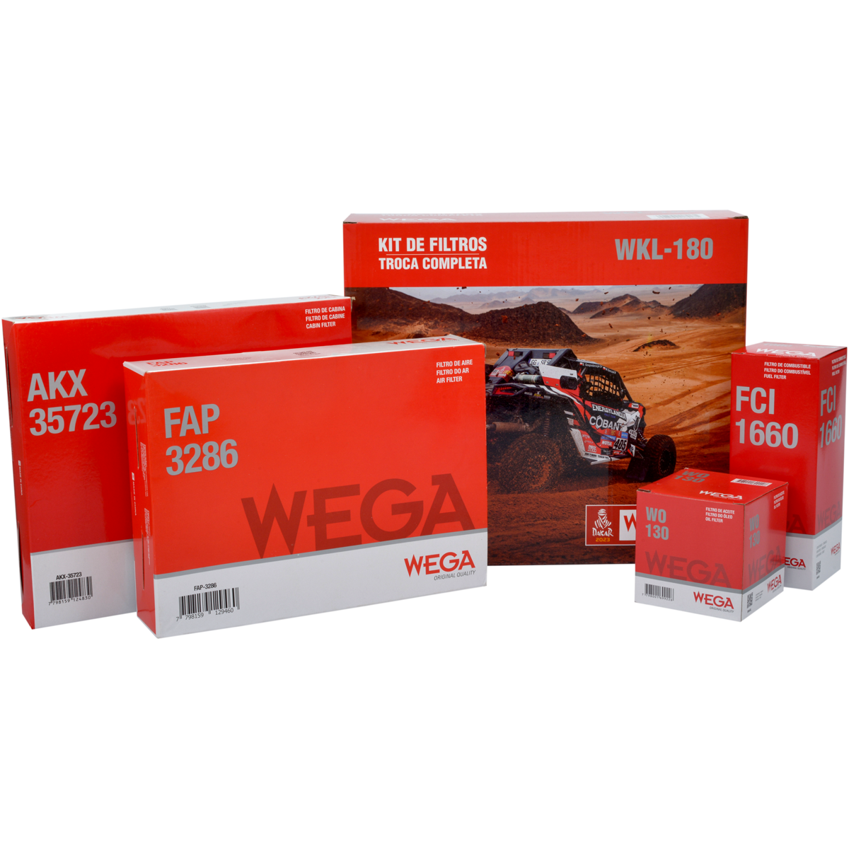 Kit Troca Filtro Ar Óleo Comb Cab GM Cobalt Onix Prisma Spin 1.0 1.4 1.8 Flex 12/24 - Wega - WKL-180 - (6)