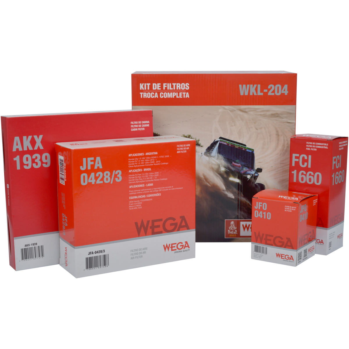 Kit Filtros de Ar Combustível Óleo e Cabine para Honda City e FIT - Wega - WKL-204 - (6)