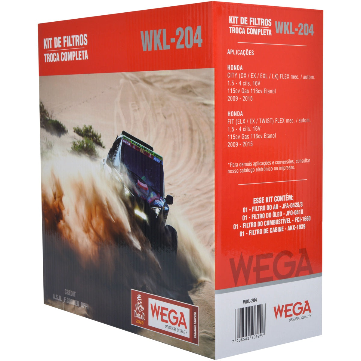 Kit Filtros de Ar Combustível Óleo e Cabine para Honda City e FIT - Wega - WKL-204 - (8)