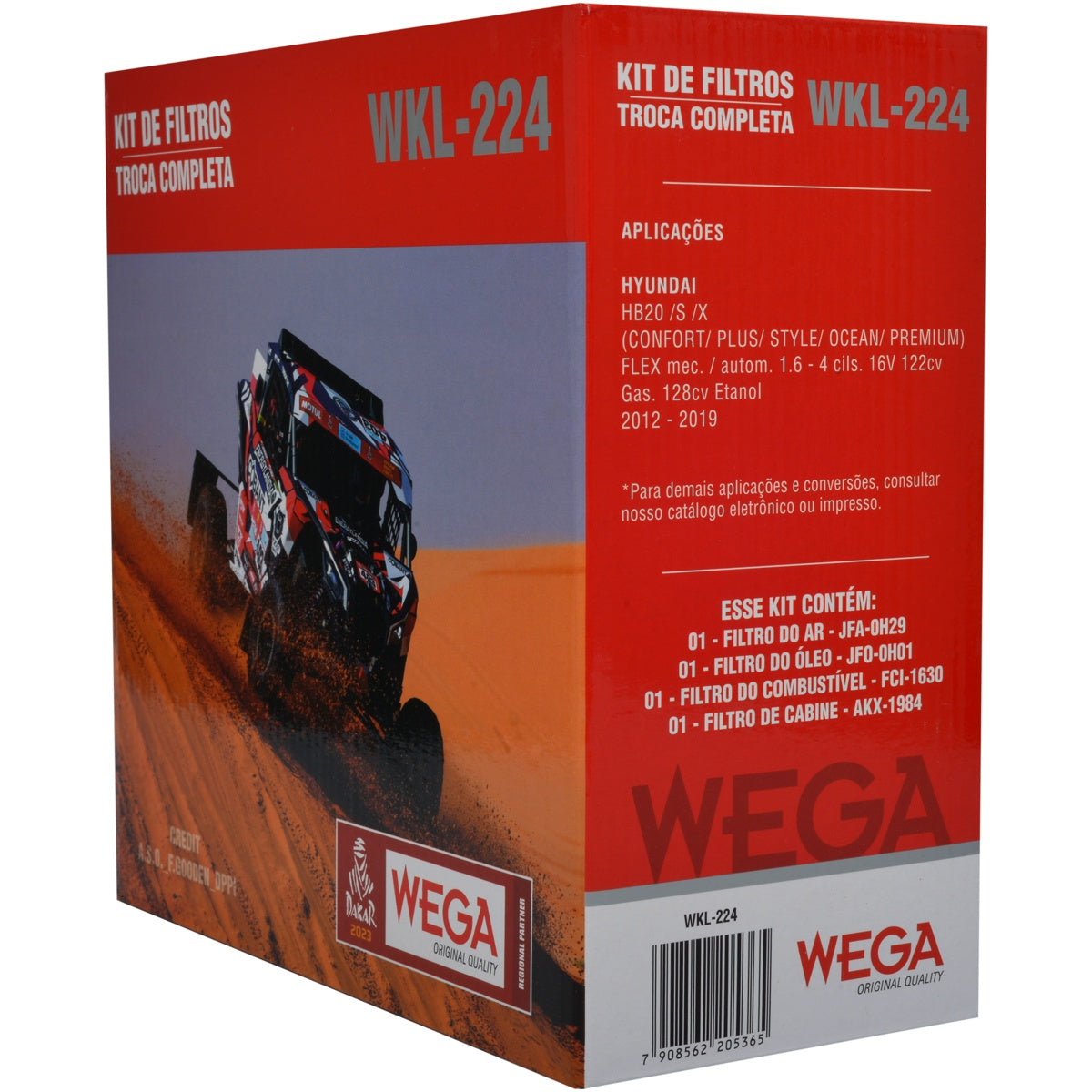 Kit Troca Completa Filtros Ar Óleo Combustível Cabine HB20 HB20X 1.6 16V 12/19 - Wega - WKL-224 - (8)