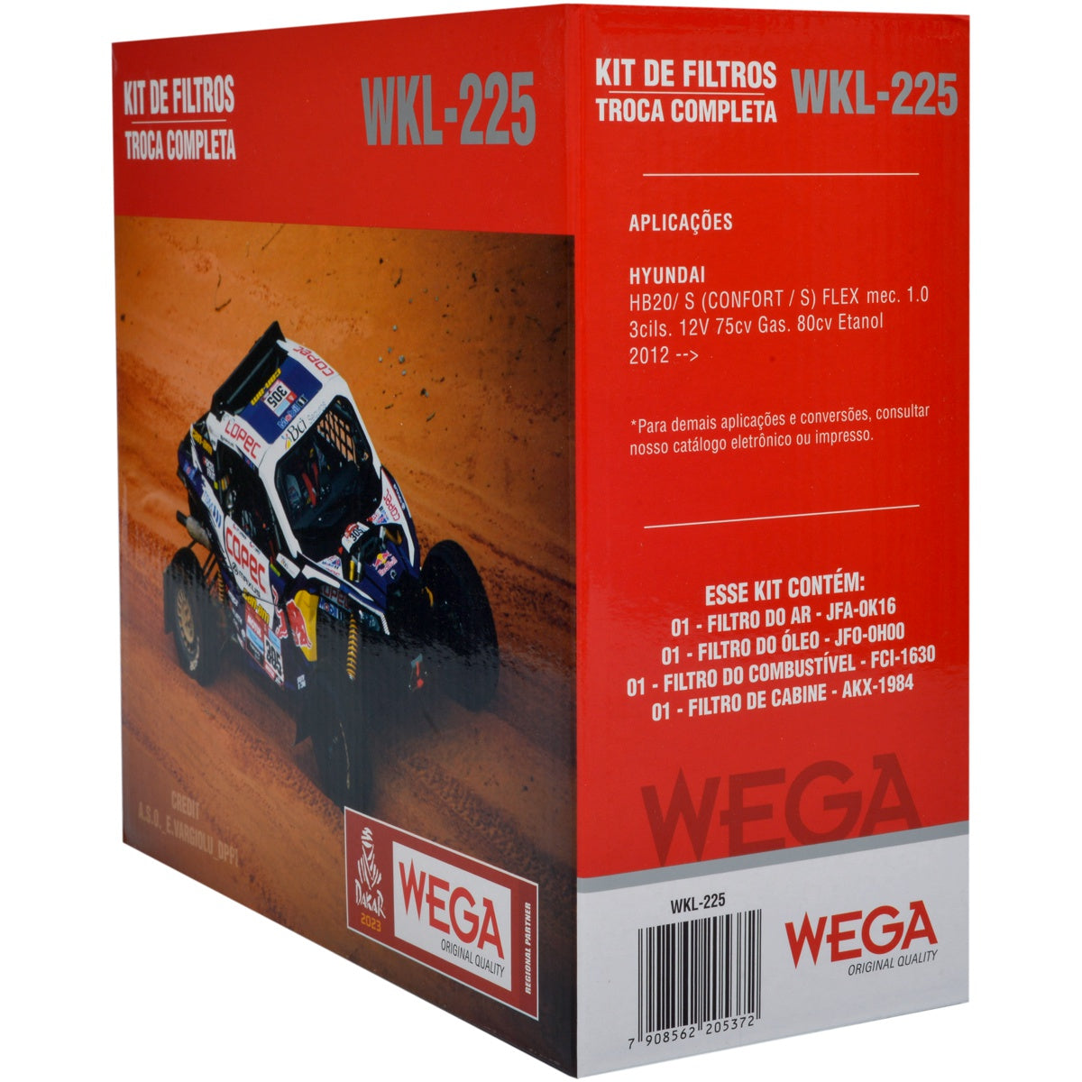 Kit Filtros de Ar Combustível Óleo e Cabine para Hyundai HB20 e HB20S - Wega - WKL-225 - (13)