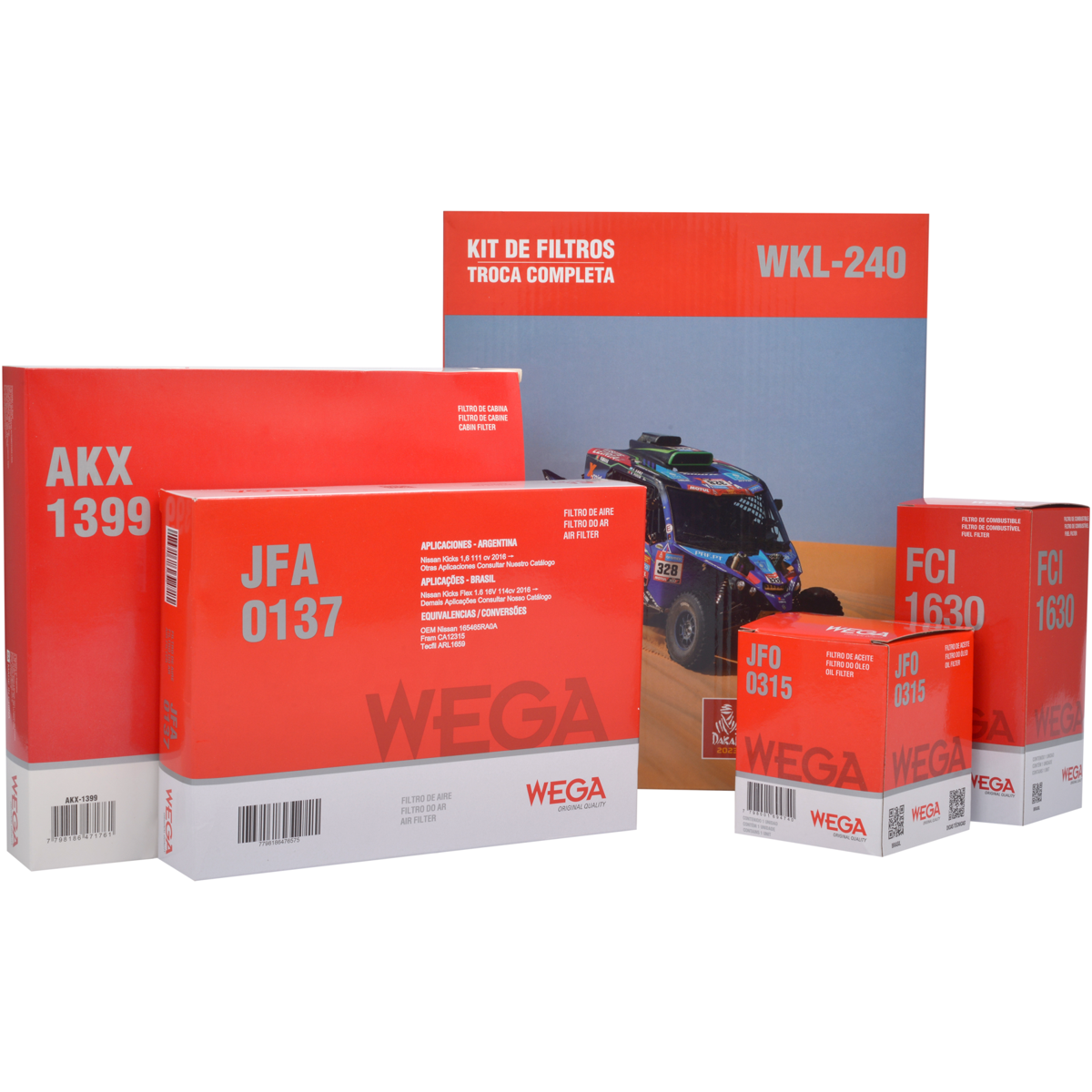 Kit Filtros de Ar Combustível Óleo e Cabine para Nissan Kicks - Wega - WKL-240 - (6)