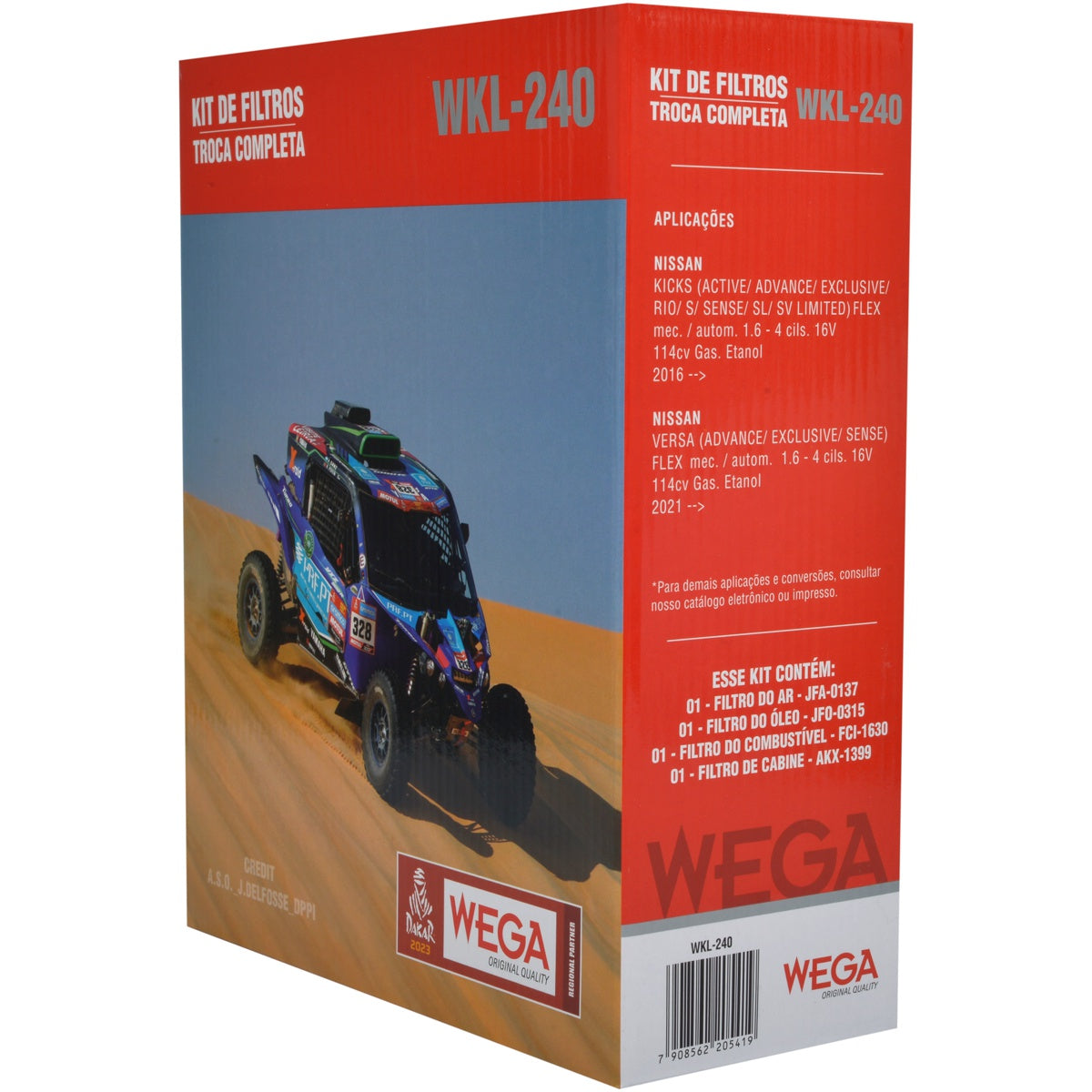Kit Filtros de Ar Combustível Óleo e Cabine para Nissan Kicks - Wega - WKL-240 - (8)