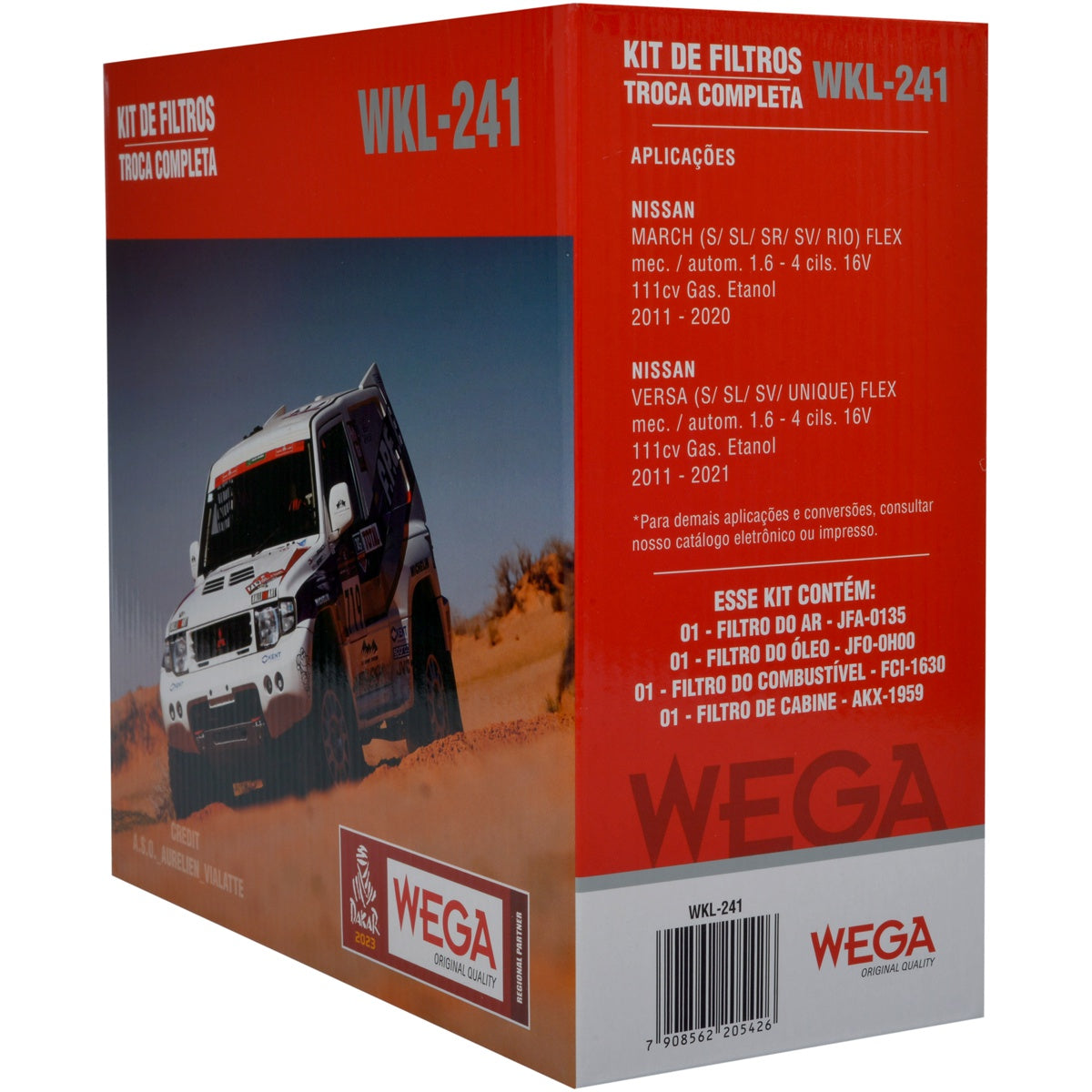 Kit Filtros de Ar Combustível Óleo e Cabine para Nissan March e Versa - Wega - WKL-241 - (8)