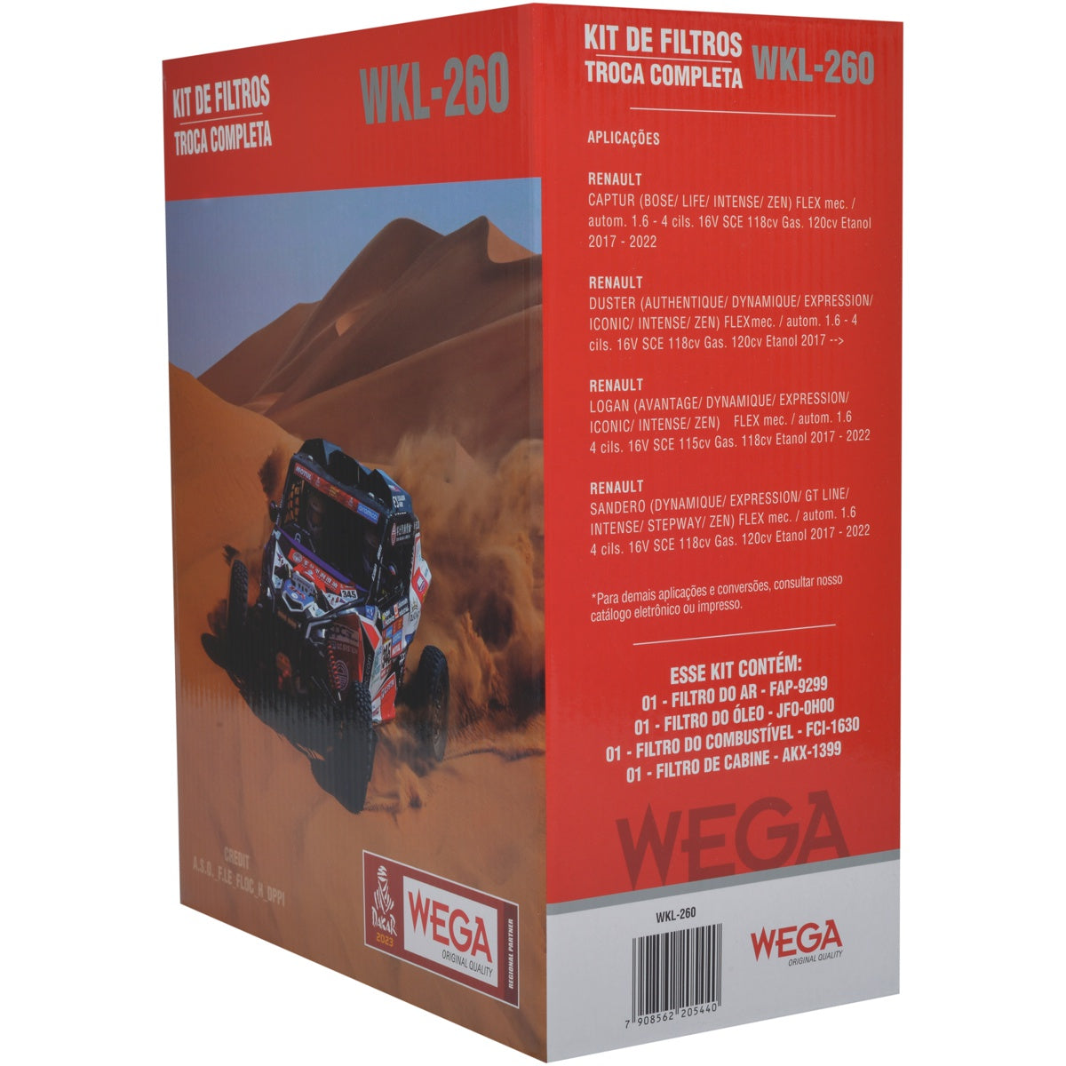 Kit Filtro Ar Óleo Comb Cab Renault Captur Duster Logan Sandero 1.6 16V SCe 17/22 - Wega - WKL-260 - (8)