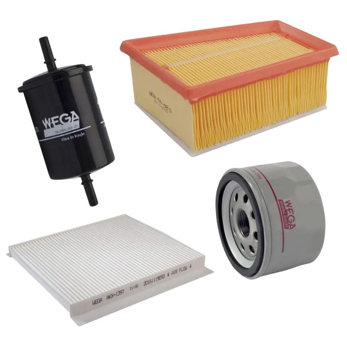Kit Troca Completa Filtros Ar Óleo Comb Cabine Duster Logan Oroch Sandero 07/17 - Wega - WKL-263 - (1)