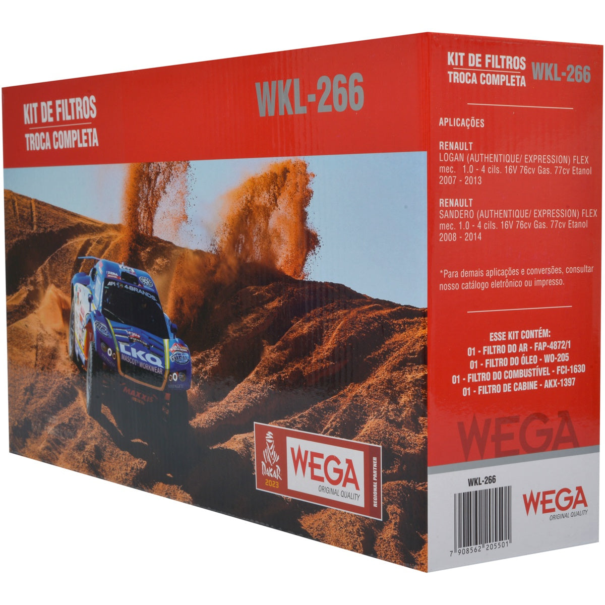 Kit Filtros de Ar Combustível Óleo e Cabine para Renault Logan e Sandero - Wega - WKL-266 - (8)