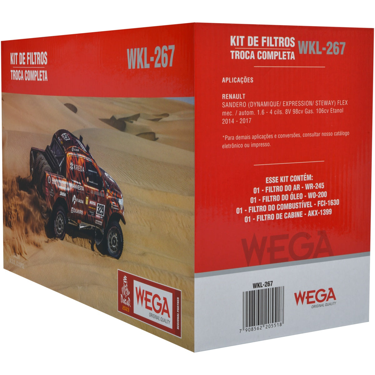 Kit de Filtros Sandero/ Stepway 1.6 8V até 2014 - Wega - Wkl-267 - (3)