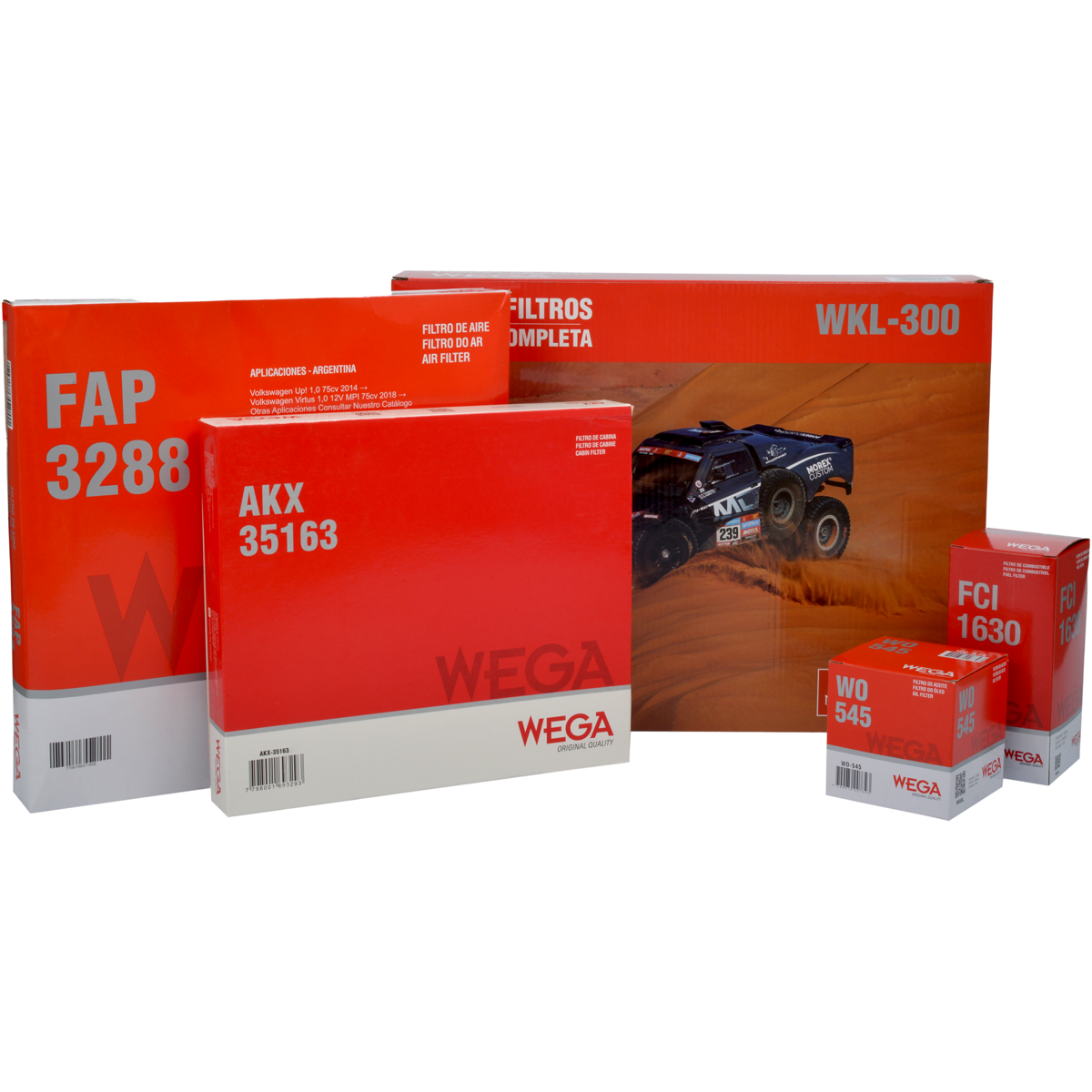 Kit Troca Completa Filtros Ar Combustível Óleo Cabine Fox Gol Voyage 1.0 12V 13/23 - Wega - WKL-300 - (6)