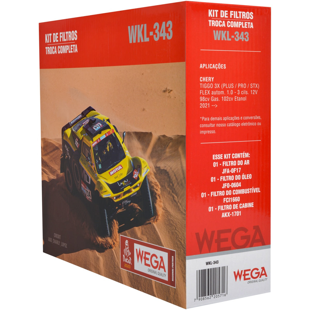 Kit de Filtros Tiggo 3X 1.0 12V - Wega - Wkl-343 - (3)